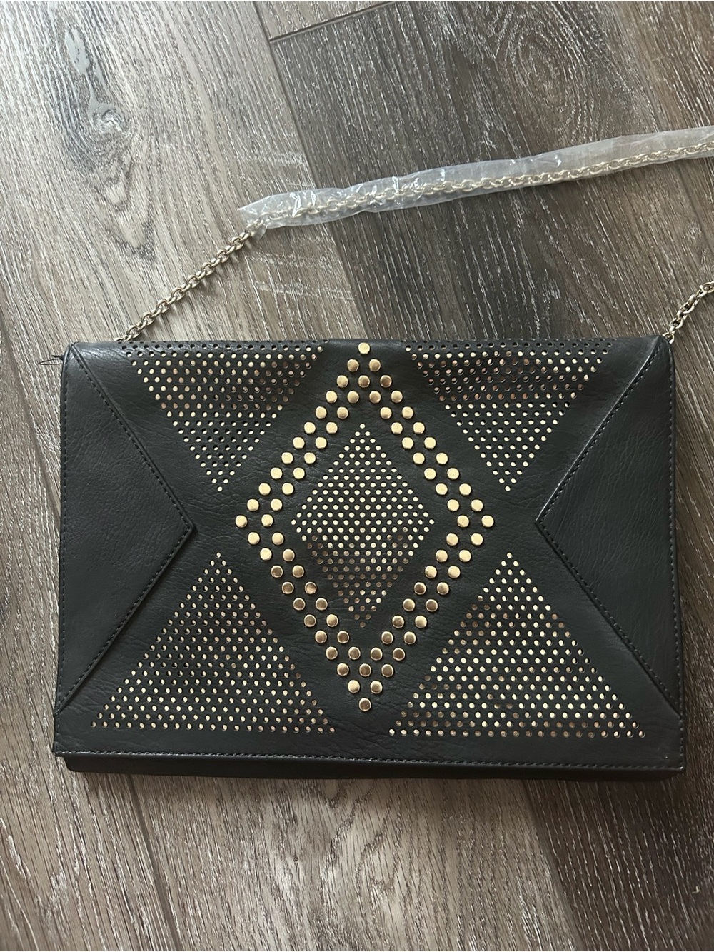 Black Studded Chain Shoulder Bag - Women's Fashion Clutch